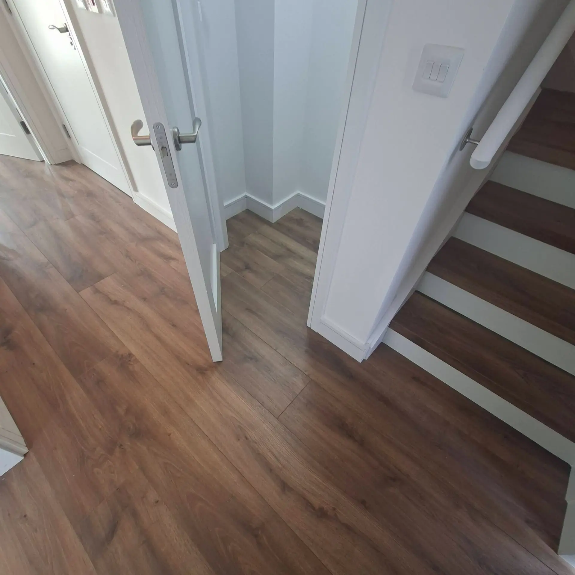 Premium laminate flooring installed in a finished Dublin room
