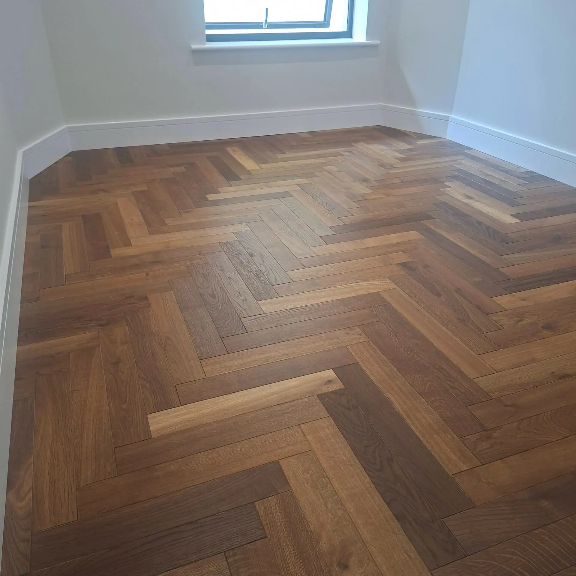 Engineered oak flooring in a warm, modern Irish living room